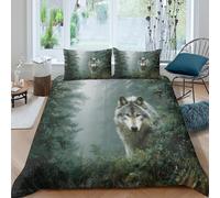 Lobos en lo Profundo del Bosque Juego De Ropa De Cama, 3D con Impresión Funda Nórdica De Microfibra con Cierre De para Niñas Y Niños Double（200x200cm）