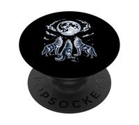 Lobos Graciosos Aullando a la Luna Noche mística PopSockets PopGrip Adhesivo
