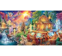 Lobos iluminados por la Luna en el país de los sueños Rompecabezas de 1000 Piezas para Adultos - Cartón Reciclado - Decoración 75x50cm/1000pcs