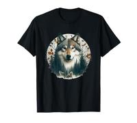 Lobos Lobos Doble Exposición Diseño Gráfico Naturaleza Árboles Regalo Camiseta