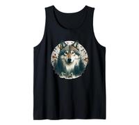 Lobos Lobos Doble Exposición Diseño Gráfico Naturaleza Árboles Regalo Camiseta sin Mangas