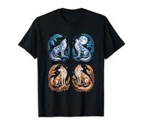 Lobos Místicos Aullando Luna Divertido Fantasía Vida Silvestre Camiseta