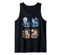 Lobos Místicos Aullando Luna Divertido Fantasía Vida Silvestre Camiseta sin Mangas