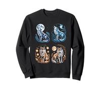 Lobos Místicos Aullando Luna Divertido Fantasía Vida Silvestre Sudadera