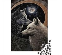 Lobos Místicos Puzzle de 1000 Piezas Puzzle para Adultos Papel Escena Nocturna en Bosque Puzzle para Toda la Familia Relajante Decoración Regalo 70x50cm/1000pcs