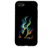 Lobos Northern Lights Graphic Vintage Wildlife Wolf Lover Carcasa para iPhone SE (2020) / 7/8