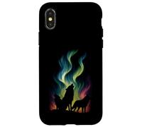 Lobos Northern Lights Graphic Vintage Wildlife Wolf Lover Carcasa para iPhone X/XS