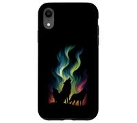 Lobos Northern Lights Graphic Vintage Wildlife Wolf Lover Carcasa para iPhone XR