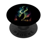 Lobos Northern Lights Graphic Vintage Wildlife Wolf Lover PopSockets PopGrip Adhesivo