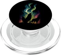 Lobos Northern Lights Graphic Vintage Wildlife Wolf Lover PopSockets PopGrip para MagSafe