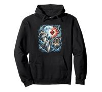 Lobos Salvajes Luna Aullando Corazón Flameante Rayo Sudadera con Capucha