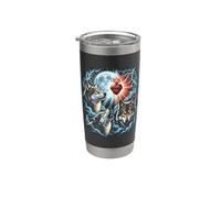 Lobos Salvajes Luna Aullando Corazón Flameante Rayo Vaso térmico de acero inoxidable de doble pared