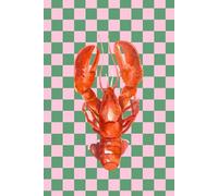 Lobster Check Notebook - Coastal Chic Journal with Pink & Green Gingham | Italy-Inspired Seafood Stationery | 150 Lined Pages | Italian Summer Travel