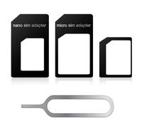 LOBVABA 4 en 1 Adaptador para Tarjeta SIM, para Tarjeta Nano, para Tarjeta Micro estándar, para Smartphone, teléfono móvil y Tablet con Herramientas de Extracción de Tarjeta para SIM, Negro