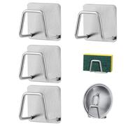 LOBVABA 4 soportes para esponja autoadhesiva de cocina, fregadero, acero inoxidable, impermeable