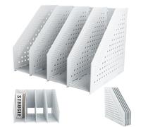LOBVABA Revisteros A4 con 4 Compartimentos，Soportes para Archivadores Plegable，Revistero Plegable de Plástico，Revistero Organizador，Carpeta que Ahorra Espacio,para Oficina Documentación(1 Piezas)
