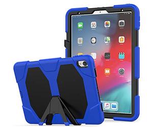 Lobwerk - Funda 3 en 1 para Apple iPad Pro 11 (2018) de 11 Pulgadas con Protector de Pantalla y Soporte Azul Azul