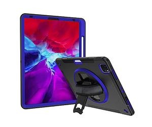 Lobwerk Funda 4 en 1 para Apple iPad Pro 12.9 2018 2020 A2229 A2069 A2232 A2233 de 12.9 pulgadas, antigolpes, con función atril y sujeción para la mano, color azul oscuro