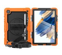 Lobwerk Funda 4 en 1 para Samsung Tab A8 X200 X206 10.5 Ultra Protección + Trípode Naranja