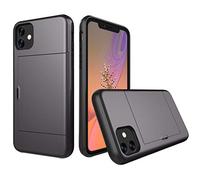 Lobwerk - Funda para Apple iPhone 11 2019 de 6,1 pulgadas con ranura para tarjetas, antigolpes, color gris