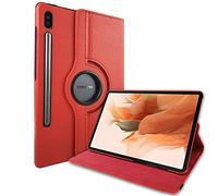 Lobwerk Funda para Samsung Tab S7+ Plus Tab S T970 T975 S7 FE SM-T730 Funda Delgada con Función Stand y Auto Sleep/Wake, Rojo