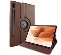 Lobwerk Funda para Samsung Tab S7+ Plus Tab S T970 T975 S7 FE SM-T730 X800 Smart Cover Funda con función Atril y función de Encendido y Apagado automático, Color marrón