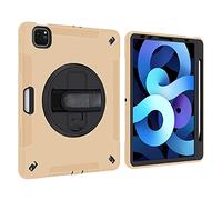 Lobwerk Funda Protectora 4 en 1 para Apple iPad Air 4 de 4ª generación A2072/A2316/A2324/A2325 de 10,9 Pulgadas, con función Atril y asa Dorada.