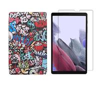 Lobwerk Juego de 2 en 1 para Samsung Galaxy Tab A7 Lite 2021 SM-T220 SM-T225 de 8,7 pulgadas con tapa inteligente + cristal protector con cierre magnético para coche