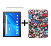 Lobwerk - Juego de Funda para Tablet Lenovo Tab M10 TB-X605F 10.1 con función de Encendido y Apagado automático y Protector de Pantalla Rojo 03