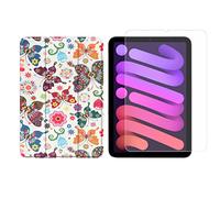Lobwerk Juego de tabletas 2 en 1 para Apple IPad Mini 6 2021 de 8,3 pulgadas con funda magnética, modo de reposo y apagado y protector de pantalla para Smart Case de cristal templado