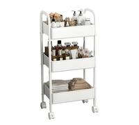 Locadence 3 Niveles Utilidad en Rodadura O Carrito de Cocina, Rejilla de Almacenamiento de Gran Capacidad Multifuncional Blanca, Carro de Baño de Función Móvil para Almacenar