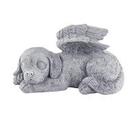 Locadence Estatua Conmemorativa Mascotas, 12 X 6 X 6,5 cm Marcadores Tumbas Mascotas Resina Sintética, Lápidas Animales Durmientes para Interiores y Exteriores, Jardín, Patio (Angel Dog)