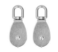 LOCADENCE Grúa de bloque de polea simple de 2 piezas, rueda de remolque de alambre colgante de cuerda de alambre de acero inoxidable, gancho de elevación de cuerda de alambre