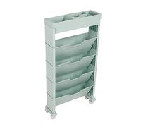 Locadence Rolling Utility Cart, 30.9 X 4.7 X 15.6 Pulgadas Estantes Libros Almacenamiento Móviles Múltiples Capas, Carro Carpetas Archivos Carro con 4 Ruedas para Salas Lectura (Bleu)