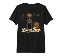 Local Boy Hunting Black Lab Retriever Camiseta Premium