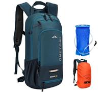 LOCAL LION Mochila Hidratacion con Bolsa Agua 2L, Mochila Bicicleta Montaña 10 Litros, Mochila Ciclismo MTB Pequeña Ligera con Funda Impermeable y Funda Casco para Bici Enduro para Hombre y Mujer