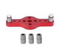 Localizador de agujeros, calibrador de perforación de aleación de aluminio, punzón central para madera con 3 bujes de taladro para proyectos de carpintería DIY (Roja)
