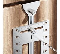 Localizador de agujeros de manija para puertas de armarios y cajones con construcción de acero inoxidable y posicionamiento de taladro para una instalación precisa de tracción (grande)
