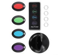 Localizador de llaves inalámbrico 4 en 1 con control remoto con luz LED, rango de 15-30 m, sonido de 75-80 dB, para llaves, cartera, teléfono, gafas, collar de perro, AAA y