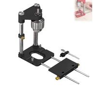 Localizador de taladros para carpintería, localizador de guía de plantilla de taladro de acero de aleación ajustable, accesorio de plantilla de perforación portátil, para herramientas de carpin Black