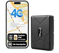 Localizador GPS para Coche 4G con SIM Incluida, Rastreador GPS Magnético 7800 mAh con Alarma de Desmontaje, App Web SMS, Geovalla e Historial de Rutas para Moto, Furgoneta, Remolque y Autocaravana
