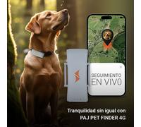 Localizador GPS para Perros - PAJ PET Finder 4G Gris - Ligero e impermeable. Para cualquier collar y mascota. Ubicación en vivo y alertas de fuga.