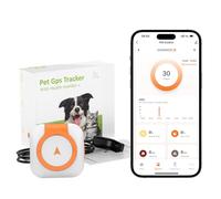 Localizador GPS Perros, Gato GPS Mini Localización en Tiempo Real, Alertas antifuga, Historial de ubicaciones, Avisos de Salud, Avisos de salud, Seguimiento de ladridos, Impermeable IP67, Blanco