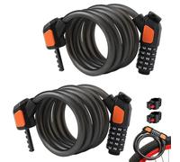 Locas de bicicleta de 2 piezas, bloqueo de cadena de votriz de 5 dígitos de 5 dígitos Bloqueo de scooter enrollable Cable de bicicletas de alta seguridad para bicicletas electrónicas, compuerta, cerr