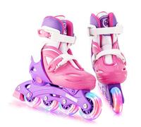 LOCAVUN Patines en línea,4 tamaños Ajustables con Ruedas Que Brillan en la Oscuridad,Patines en línea para niños para Uso en Interiores y Exteriores