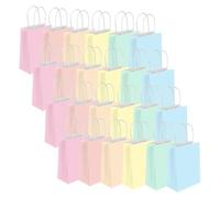 LOCCY - 24 bolsas de papel con asas para fiestas, pequeñas bolsas de regalo para fiestas, bolsas de papel kraft para fiestas infantiles, cumpleaños, bodas y Navidad (Macaron-12x6x15cm)