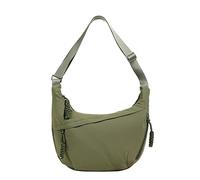 LOCCY Bolso cruzado Crescent para mujer, bandolera de nailon con forma de media luna, bolso estilo hobo, multibolsillos con correa ajustable para viajes, compras y trabajo (Verde Militar)