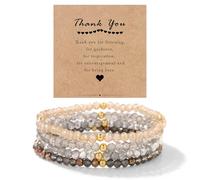 LOCCY Pulsera de cuentas boho Braceletas de cuentas de piedra de cristal de múltiples capas para mujeres Pulseras estacionadas Joyas de moda (marrón)