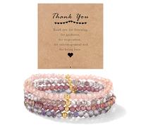 LOCCY Pulsera de cuentas boho Braceletas de cuentas de piedra de cristal de múltiples capas para mujeres Pulseras estacionadas Joyas de moda (morado)