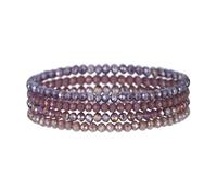 LOCCY Pulsera de cuentas boho Braceletas de cuentas de piedra de cristal de múltiples capas para mujeres Pulseras estacionadas Joyas de moda (púrpura)